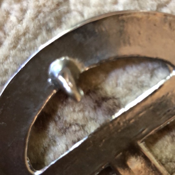 VTG Navy Blue Silver Tone Logo Belt Fashionable Size Small - Picture 9 of 9